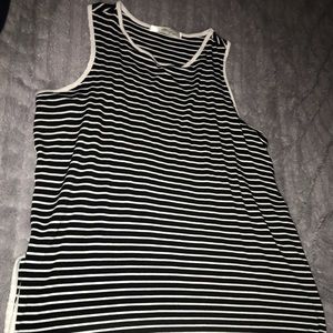 striped sleeveless high low shirt